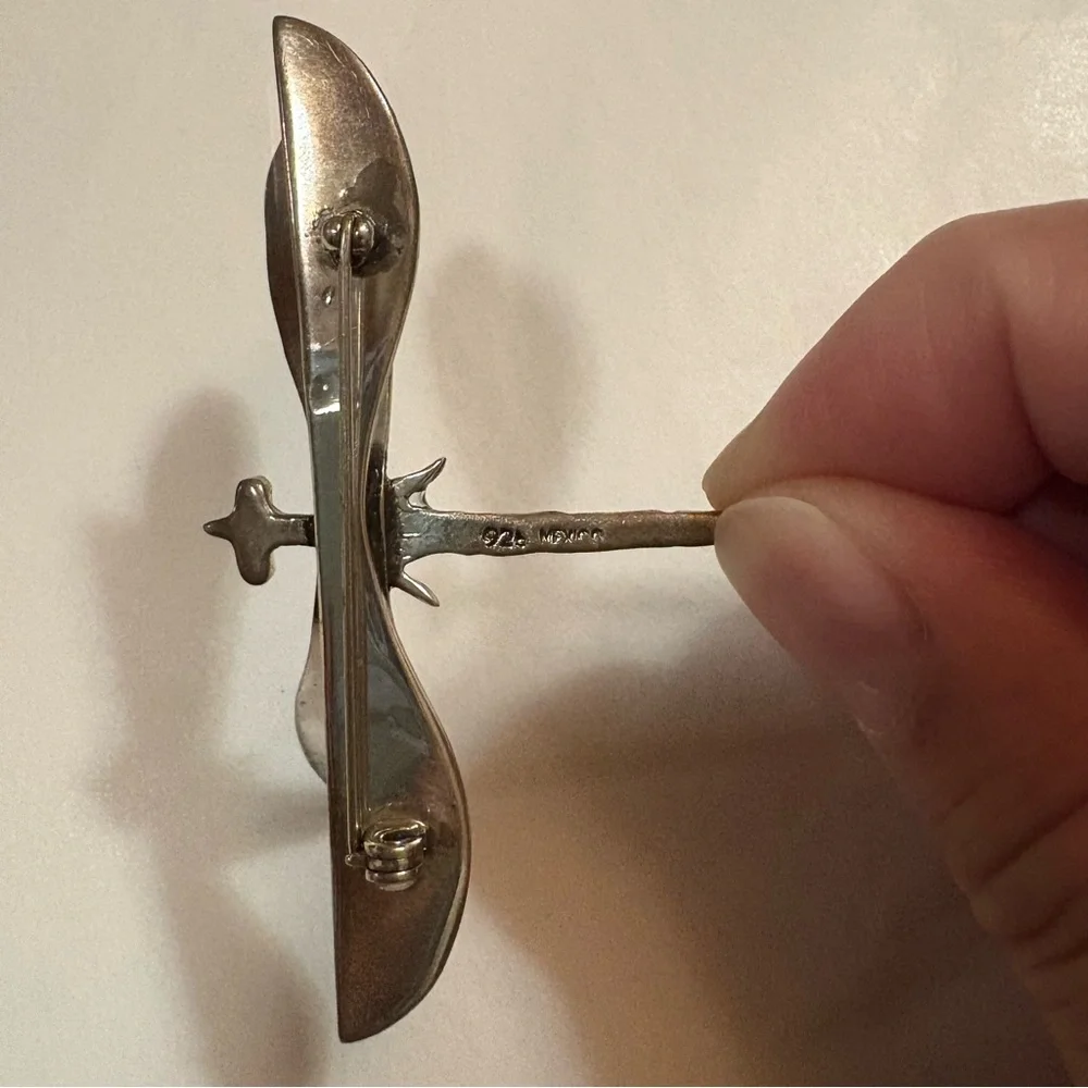 VGT Mexico Sterling Silver 3D Figural Dragonfly Brooch Pin
